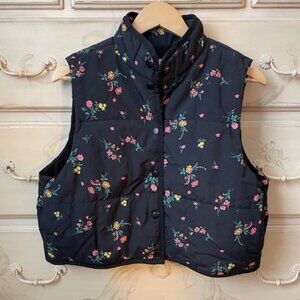 Love Fire Cropped Floral Puffer Vest size large